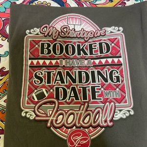 Grey Sassy Frass Standing date with Football long sleeve t-shirt.